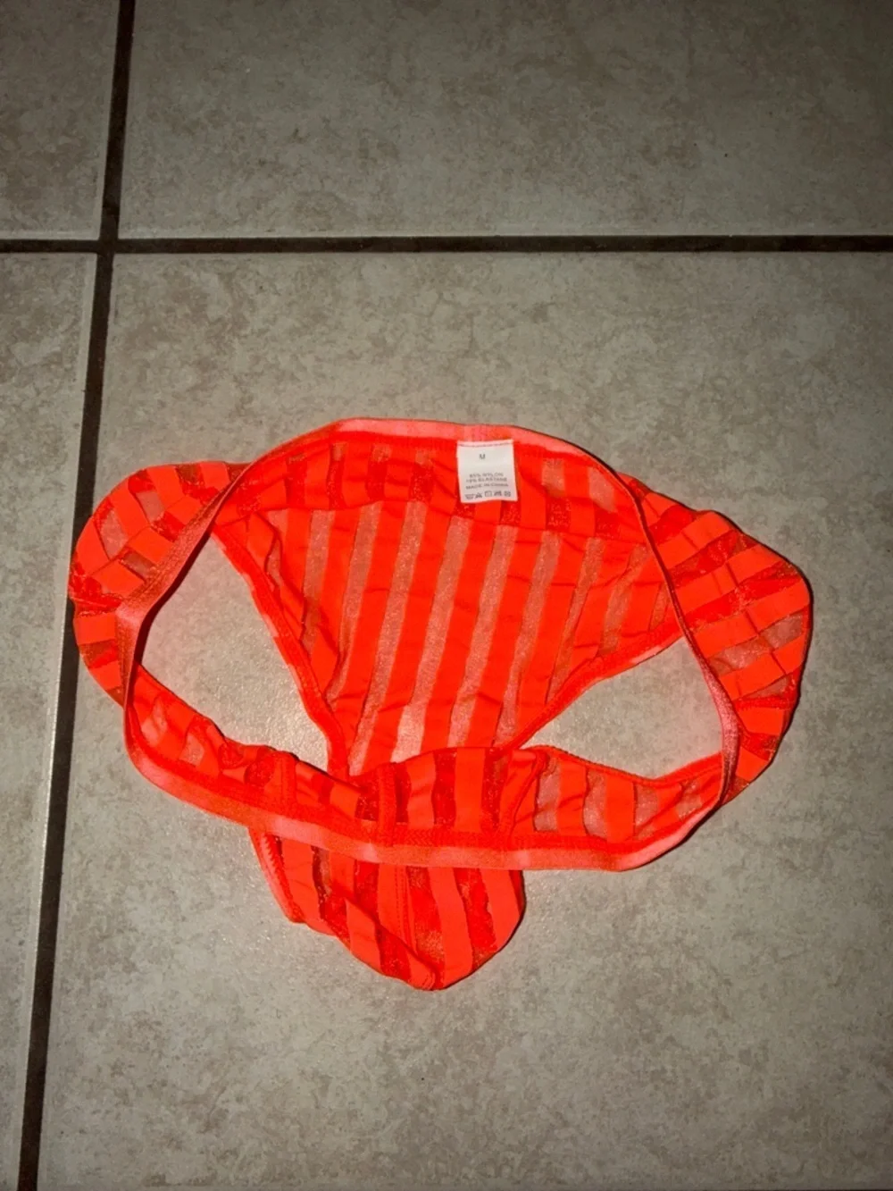Sheer Striped orange Bikini Brief